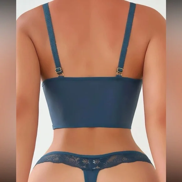 Boho sexy  floral lace corset style bralette lingerie set - Picture 10 of 15